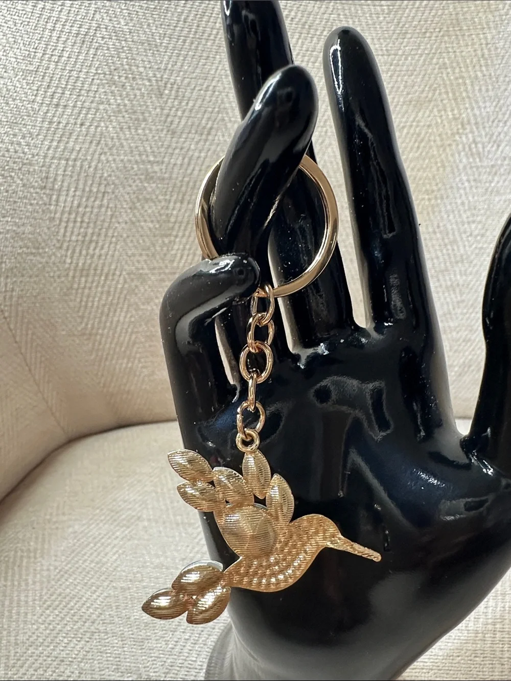 Iridescent Hummingbird Keychain - Gold & Multi-Color - Picture 6 of 6
